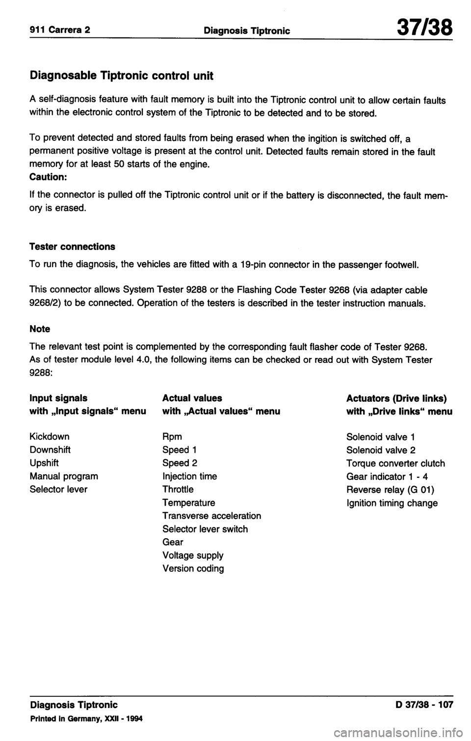PORSCHE 964 1987 2.G Service Workshop Manual 3 