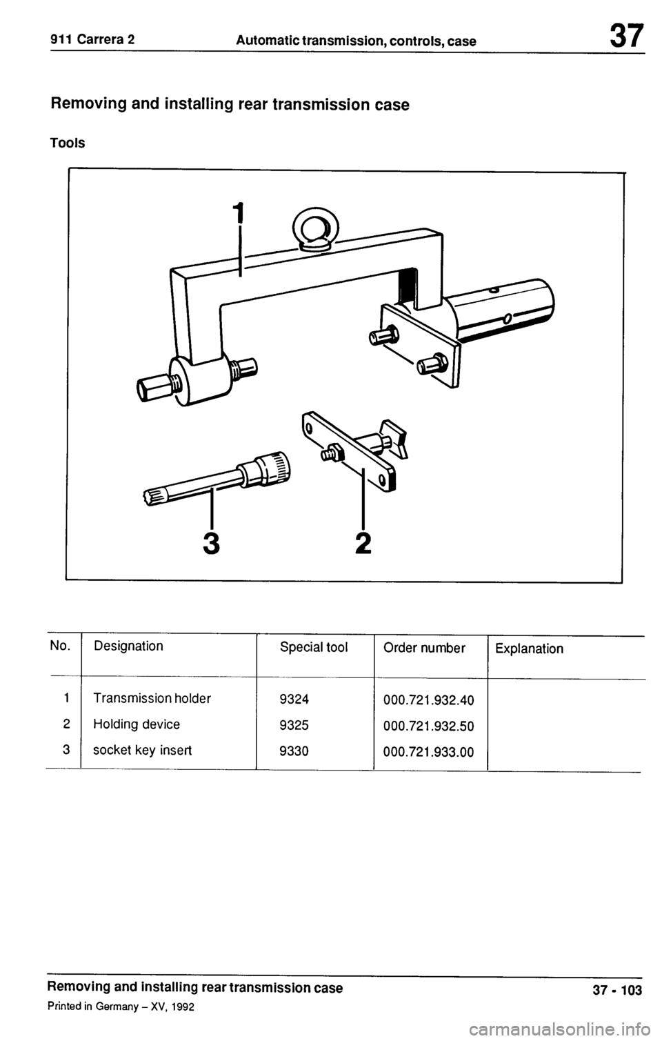 PORSCHE 964 1987 2.G Service Workshop Manual 3 