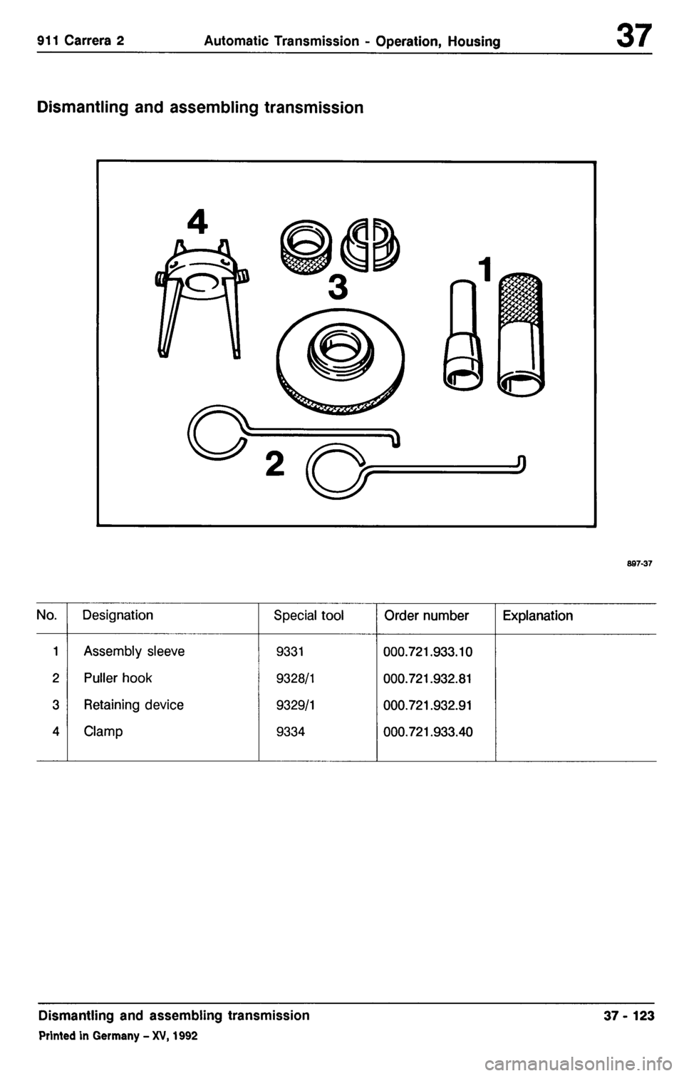 PORSCHE 964 1987 2.G Service Workshop Manual 3 