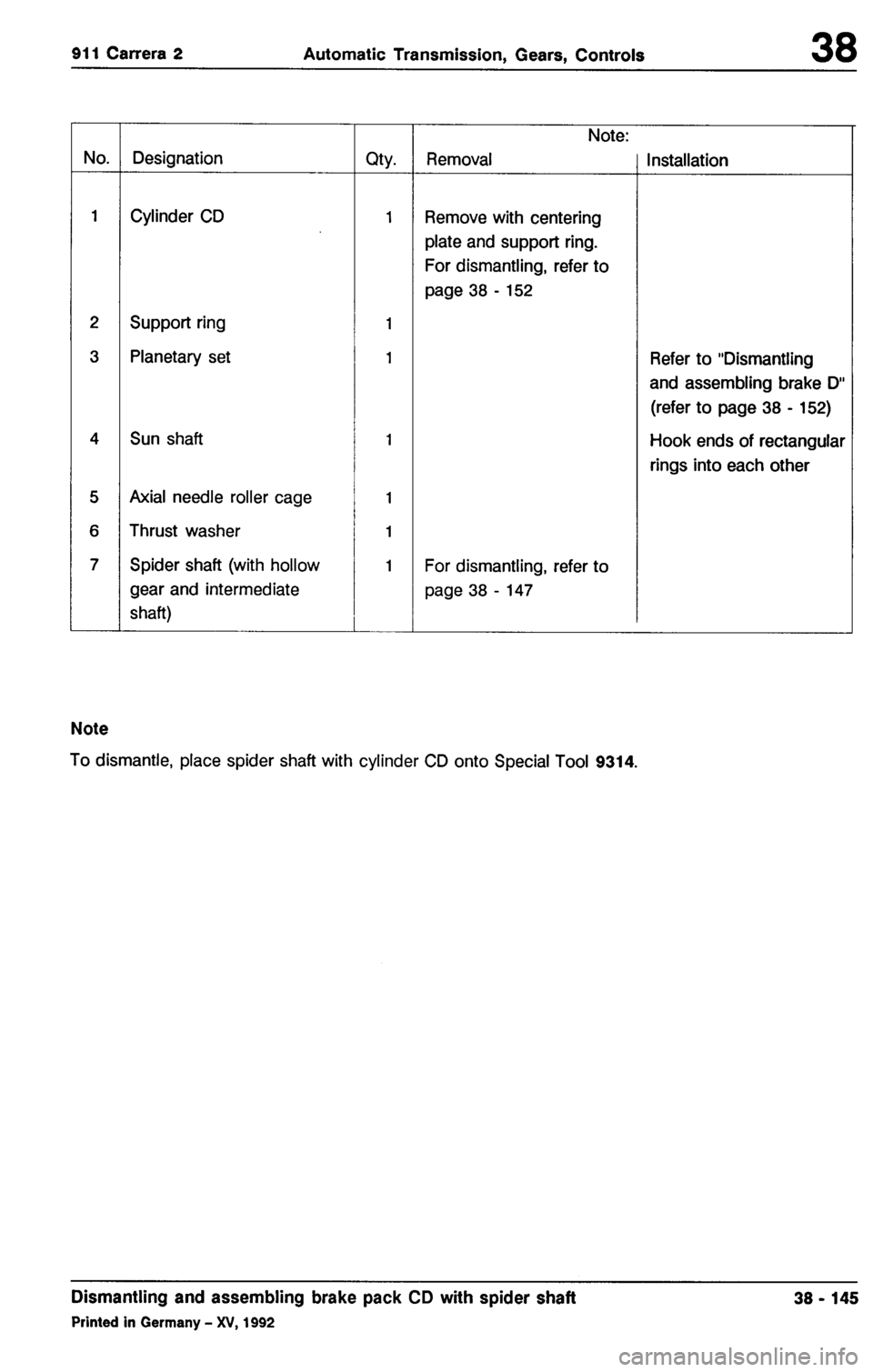PORSCHE 964 1987 2.G Service Workshop Manual 3 