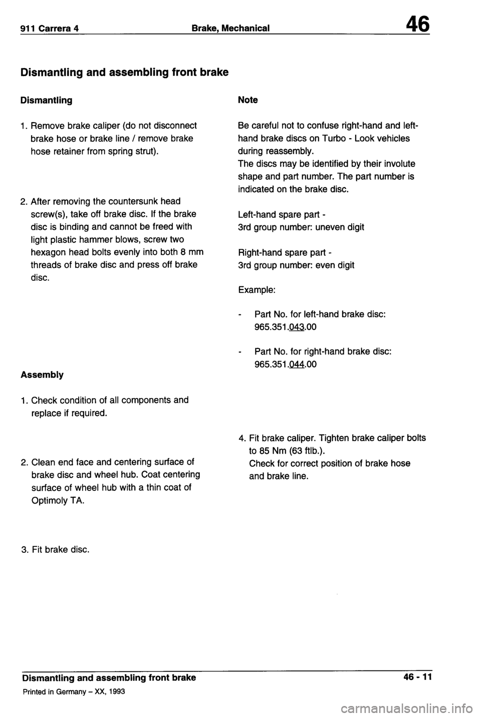 PORSCHE 964 1987 2.G Service Workshop Manual 4 
