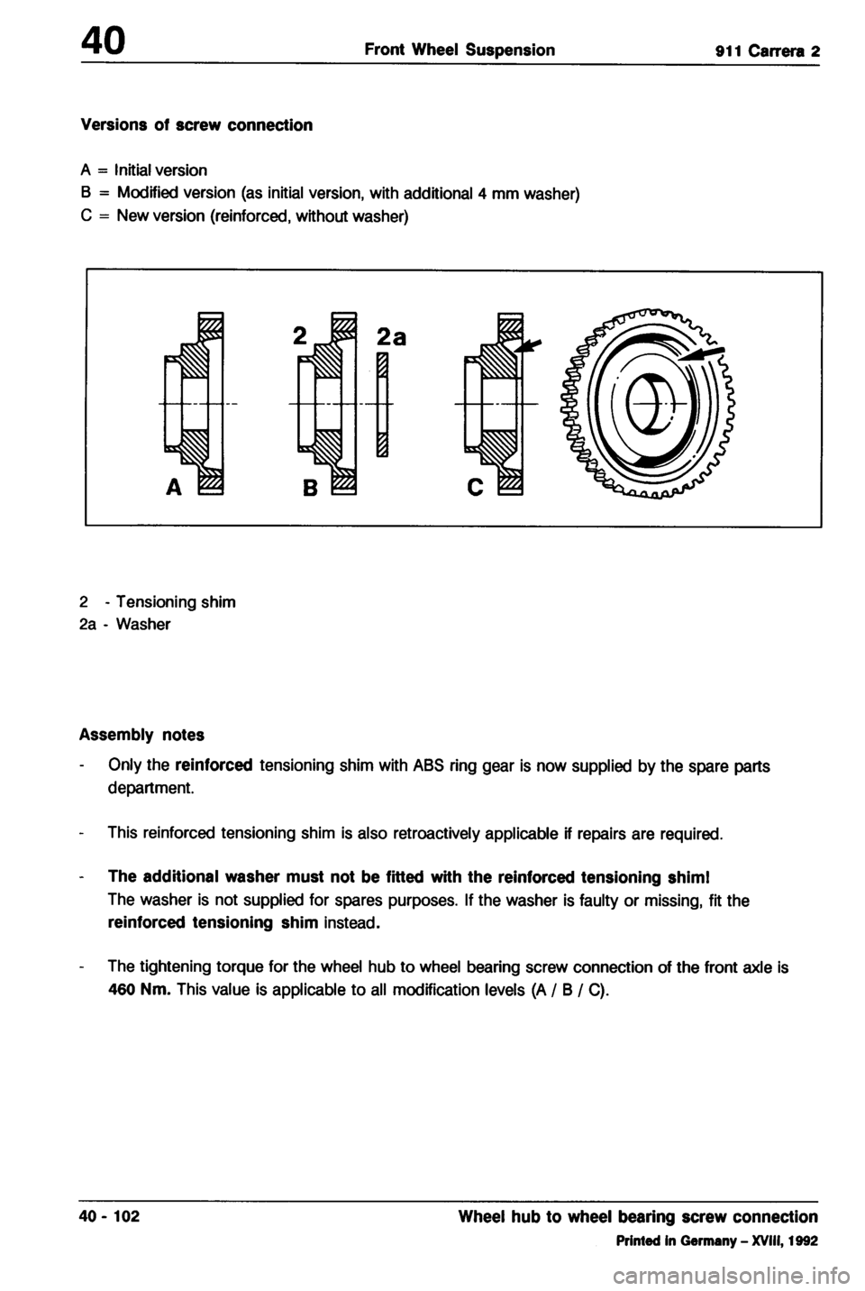 PORSCHE 964 1987 2.G Service Workshop Manual 4 