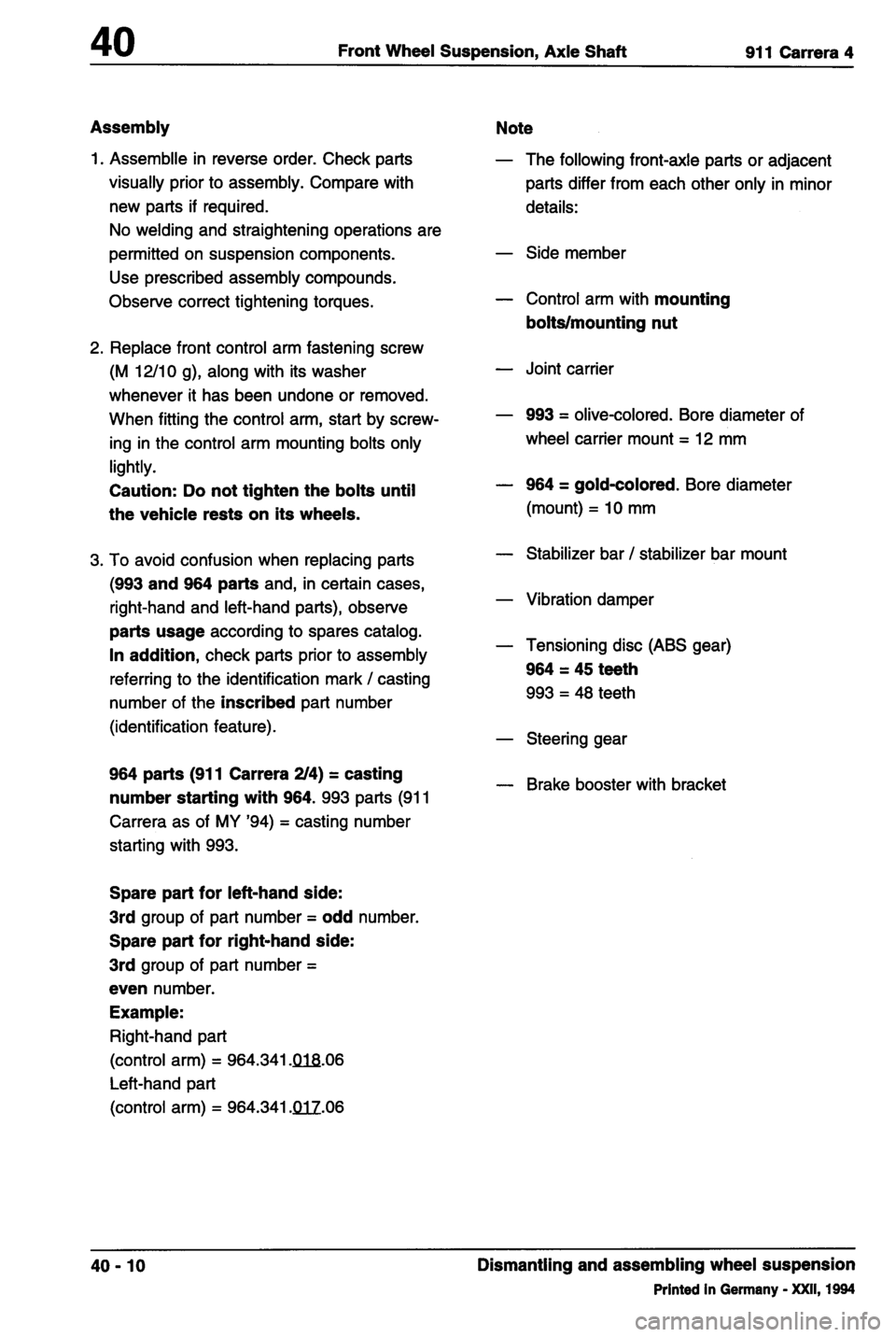PORSCHE 964 1987 2.G Service Workshop Manual 4 