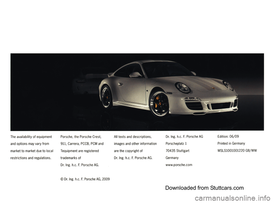 PORSCHE 911 SPORT CLASSIC 2009 5.G Information Manual Downloaded from Stuttcars.com 
