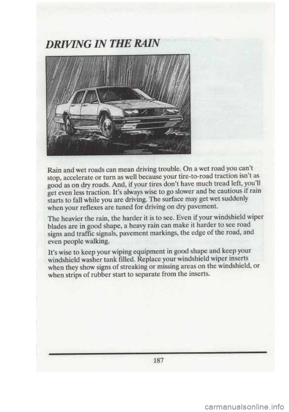 CADILLAC FLEETWOOD 1994  Owners Manual 187  
