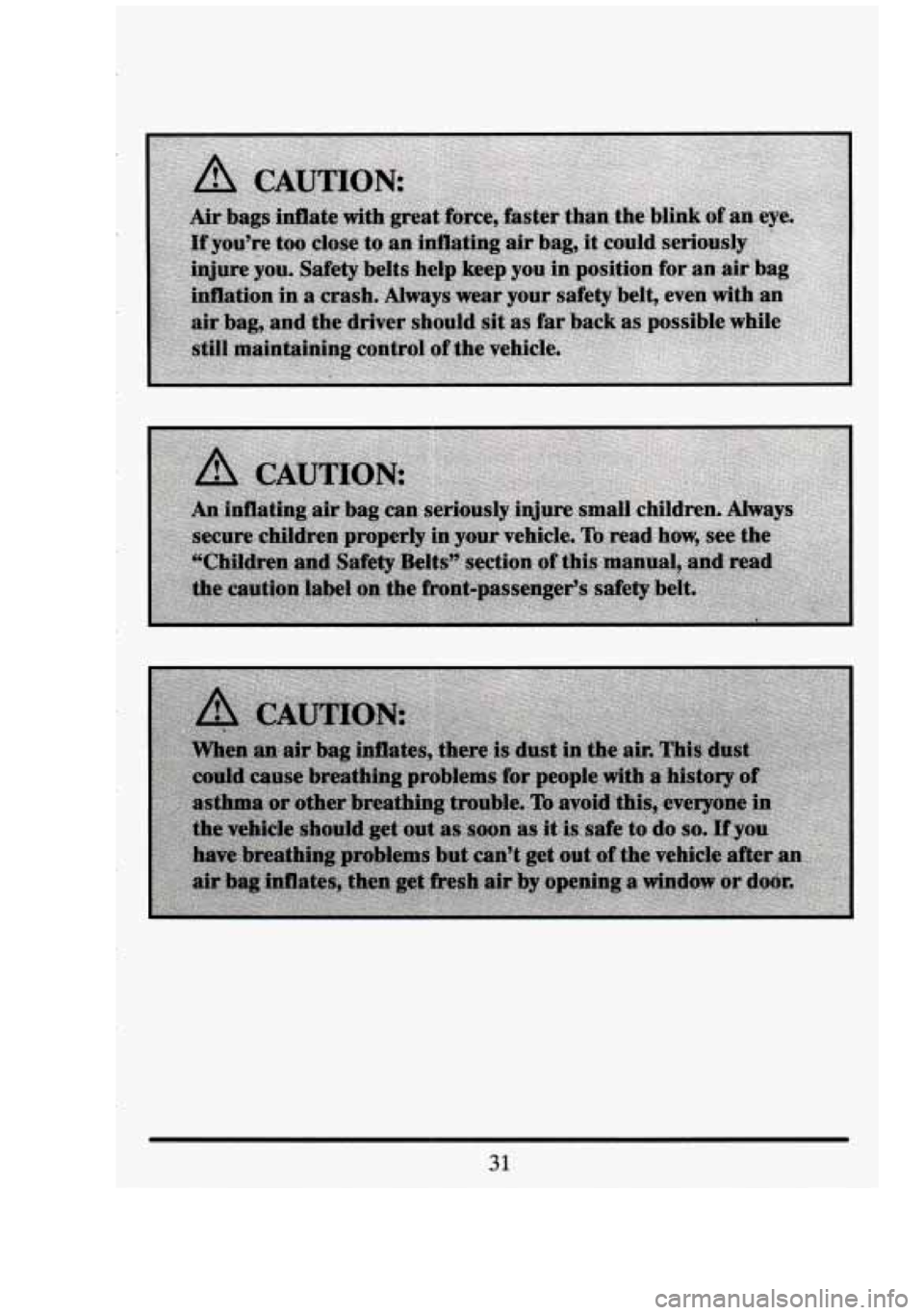 CADILLAC FLEETWOOD 1994  Owners Manual 