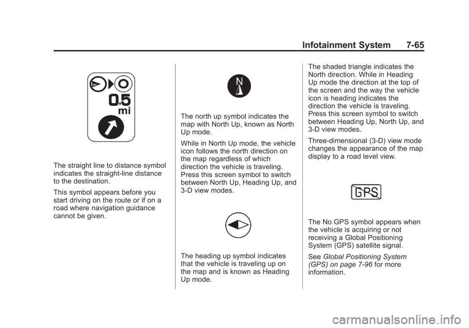 CADILLAC ESCALADE ESV 2011 Owners Manual Black plate (65,1)Cadillac Escalade/Escalade ESV Owner Manual - 2011
Infotainment System 7-65
The straight line to distance symbol
indicates the straight-line distance
to the destination.
This symbol CADILLAC ESCALADE ESV 2011 Owners Manual Black plate (65,1)Cadillac Escalade/Escalade ESV Owner Manual - 2011
Infotainment System 7-65
The straight line to distance symbol
indicates the straight-line distance
to the destination.
This symbol