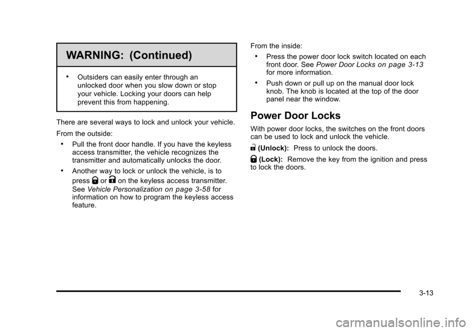 CADILLAC STS 2010 1.G Owners Manual 