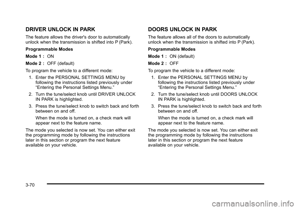 CADILLAC STS 2010 1.G Owners Manual 