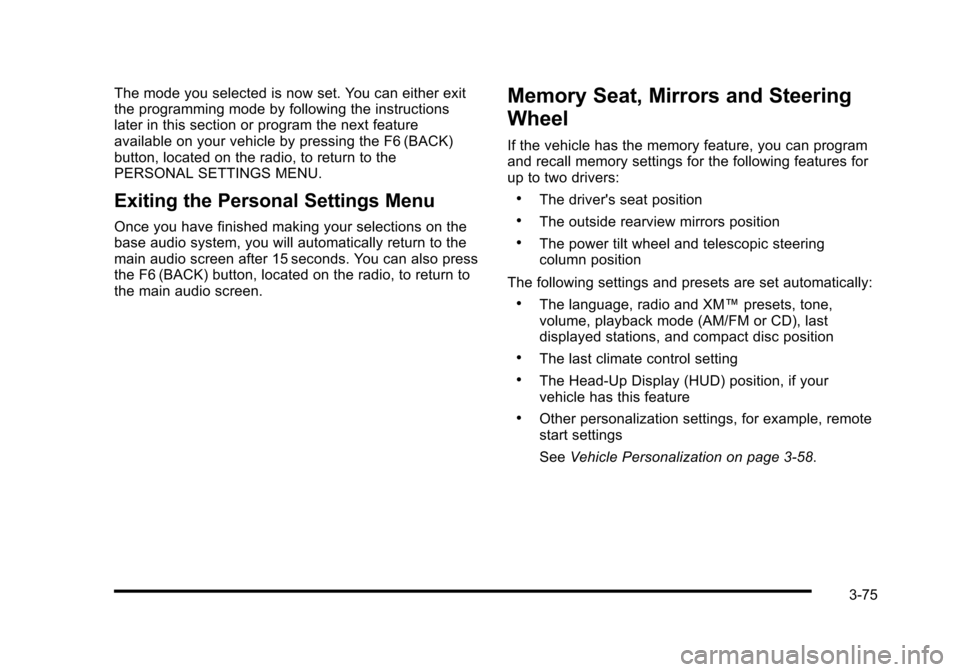 CADILLAC STS 2010 1.G Owners Manual 