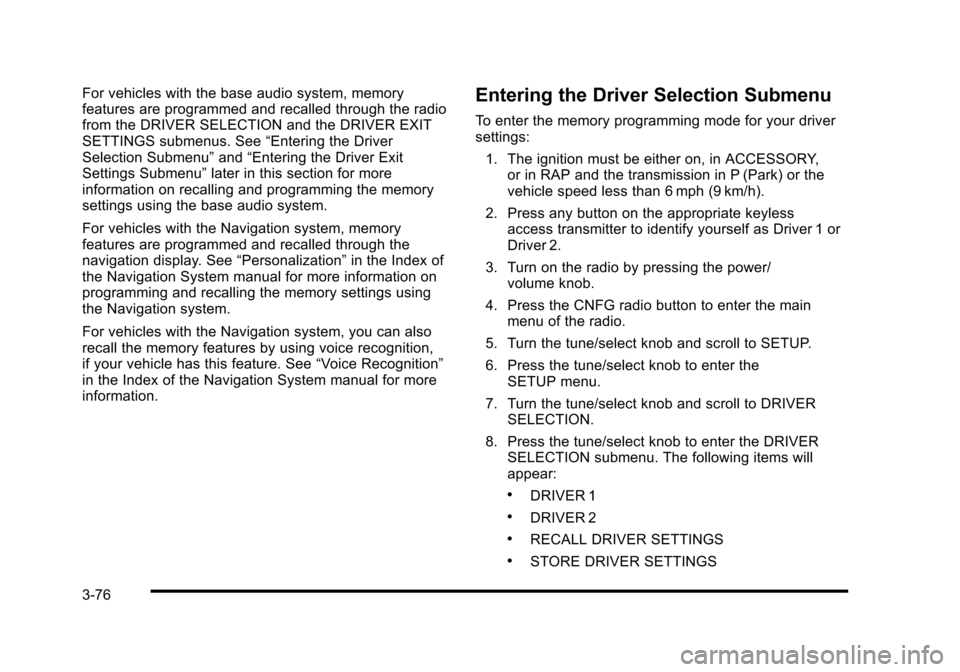 CADILLAC STS 2010 1.G Owners Manual 