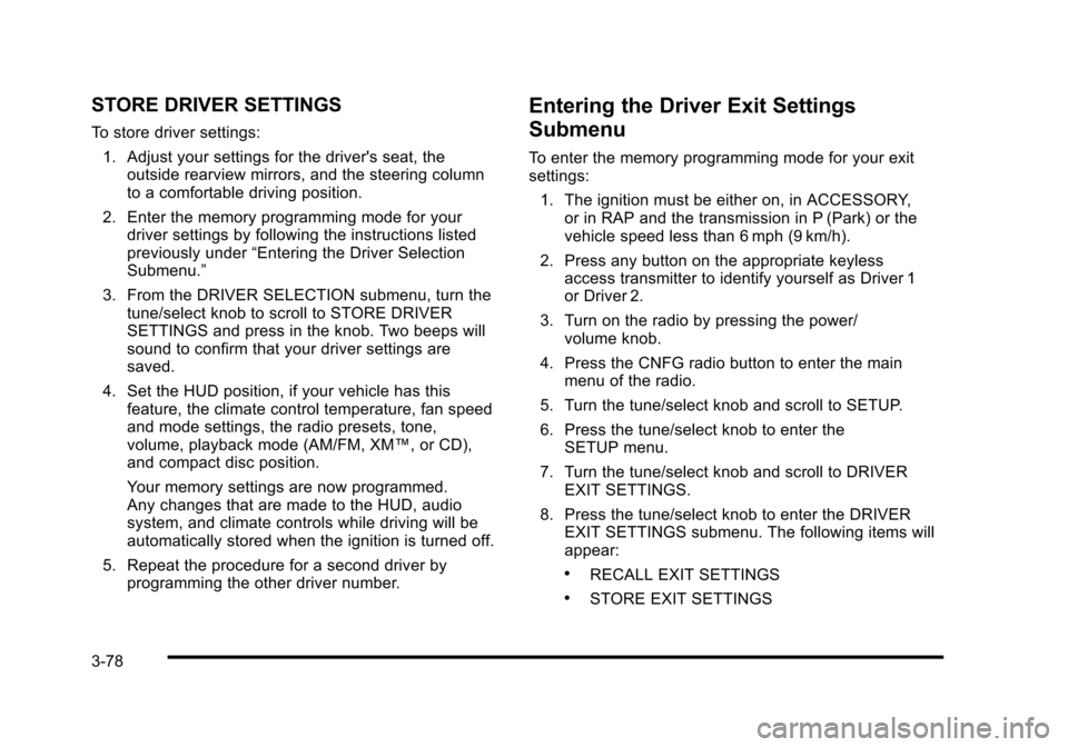 CADILLAC STS 2010 1.G Owners Manual 