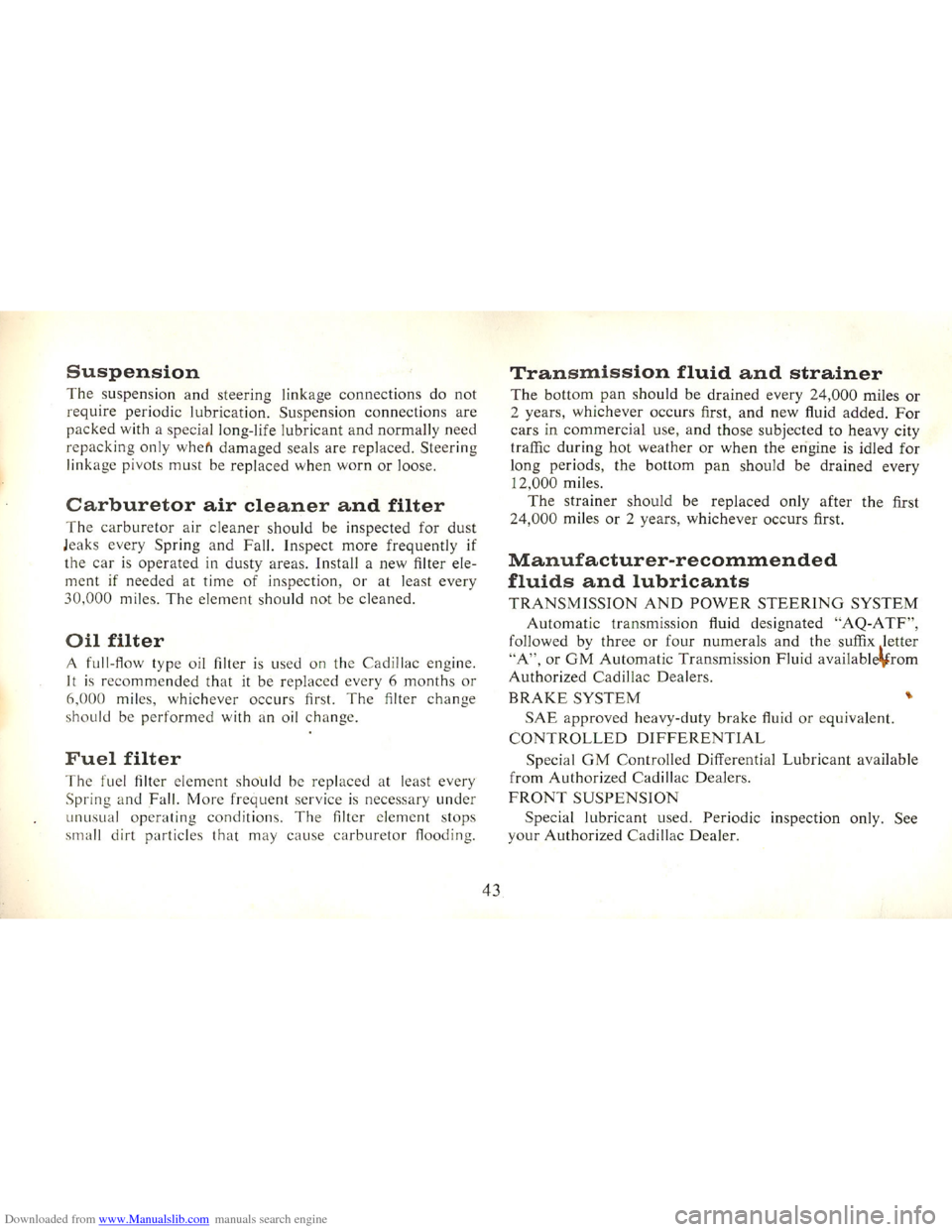 CADILLAC FLEETWOOD 75 1965 1.G Owners Manual Downloaded from www.Manualslib.com manuals search engine   
