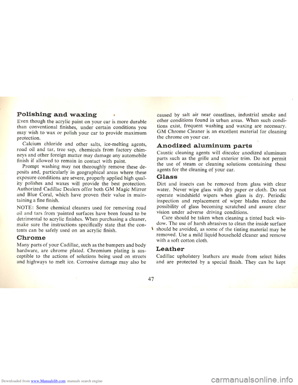 CADILLAC FLEETWOOD 75 1965 1.G Owners Manual Downloaded from www.Manualslib.com manuals search engine   