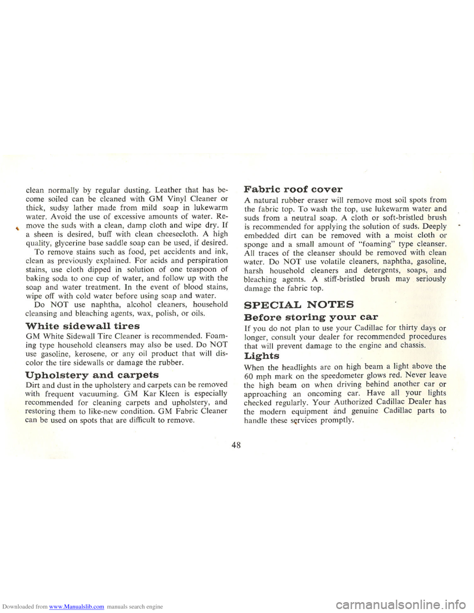 CADILLAC FLEETWOOD 75 1965 1.G Owners Manual Downloaded from www.Manualslib.com manuals search engine   