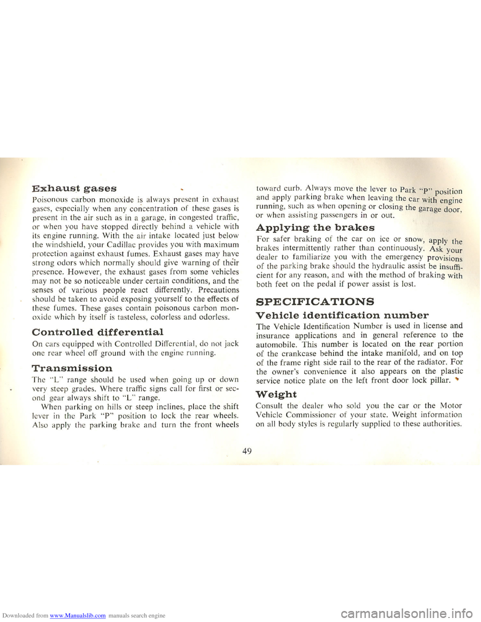 CADILLAC FLEETWOOD 75 1965 1.G Owners Manual Downloaded from www.Manualslib.com manuals search engine   