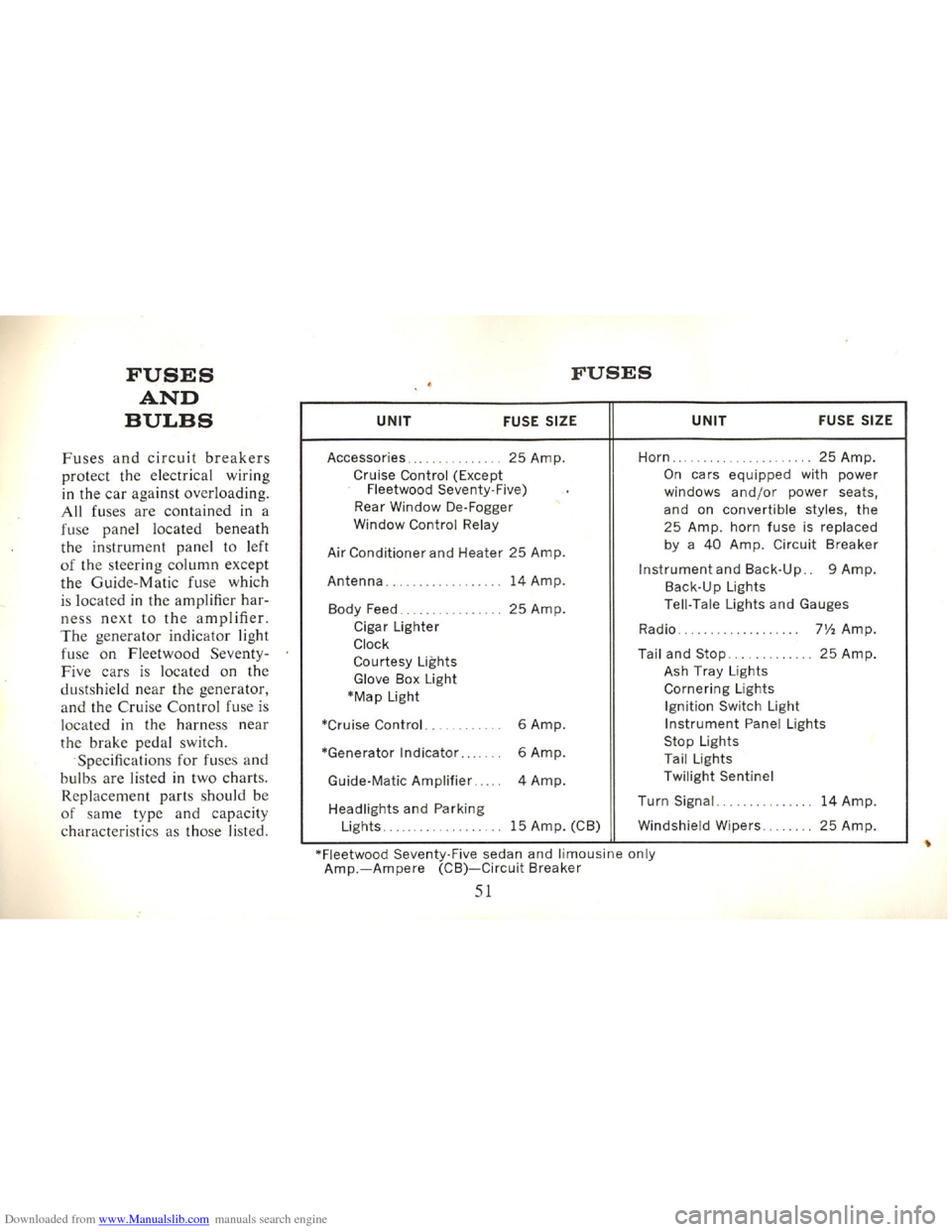 CADILLAC FLEETWOOD 75 1965 1.G Owners Manual Downloaded from www.Manualslib.com manuals search engine   