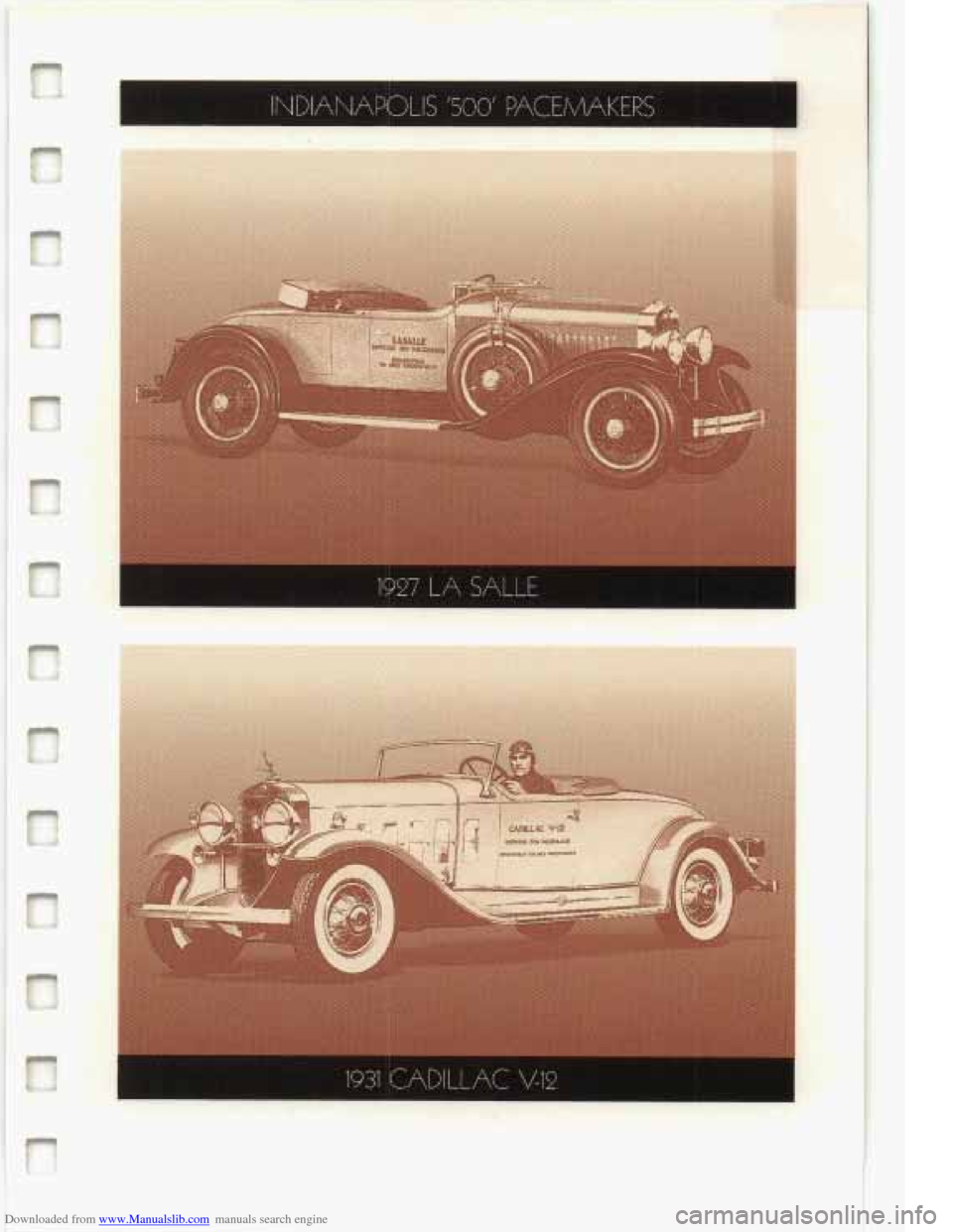 CADILLAC FLEETWOOD 1993 2.G Owners Manual Downloaded from www.Manualslib.com manuals search engine INDIANAPOLIS 500 PACEMAKERS 
I 
I   