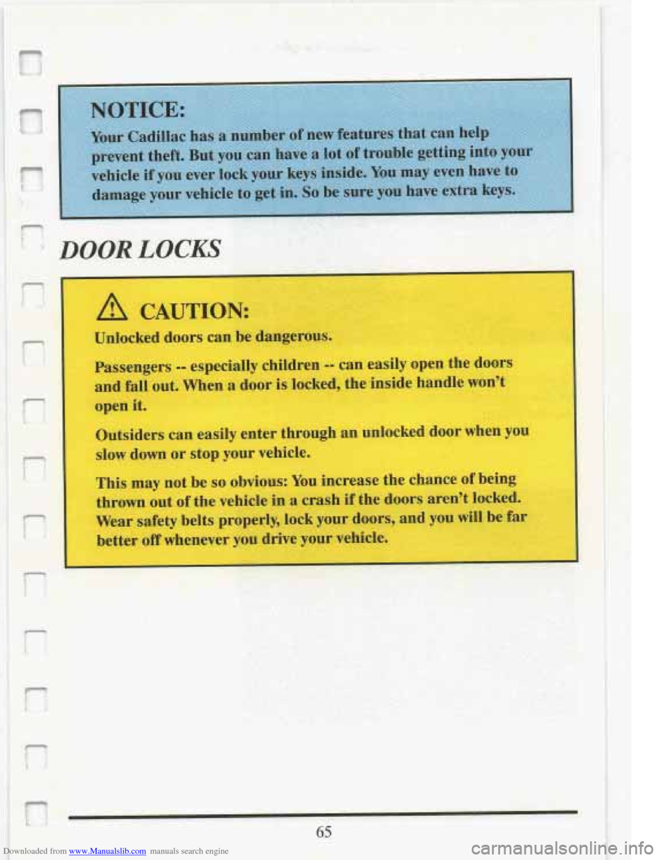 CADILLAC FLEETWOOD 1993 2.G Owners Manual Downloaded from www.Manualslib.com manuals search engine   
