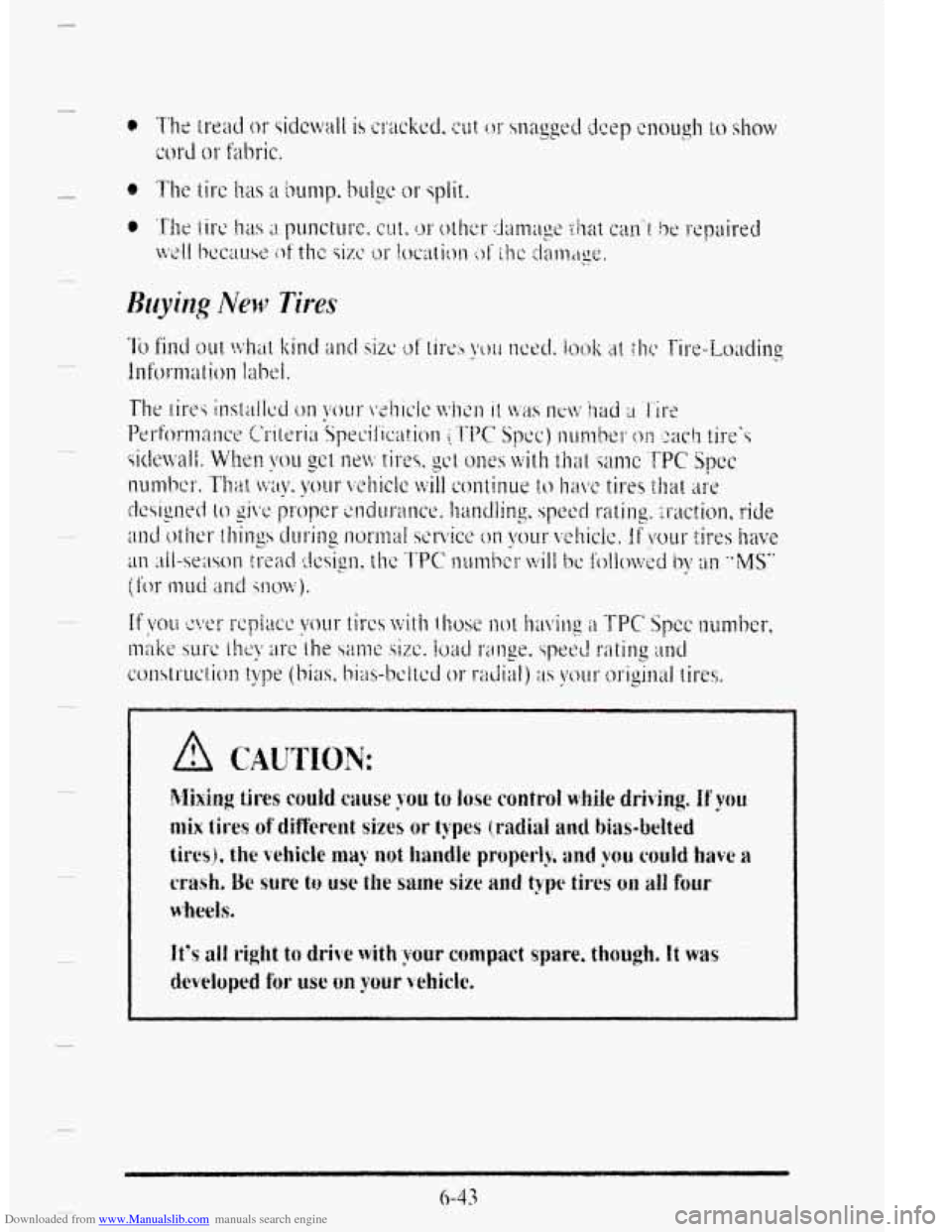 CADILLAC DEVILLE 1995 7.G Owners Manual Downloaded from www.Manualslib.com manuals search engine 6-43   