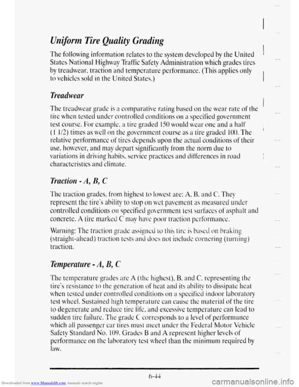 CADILLAC DEVILLE 1995 7.G Owners Manual Downloaded from www.Manualslib.com manuals search engine The following information  relates to the system developed by the United  
States  National  Highway b Traffic Safety  Administration  which g