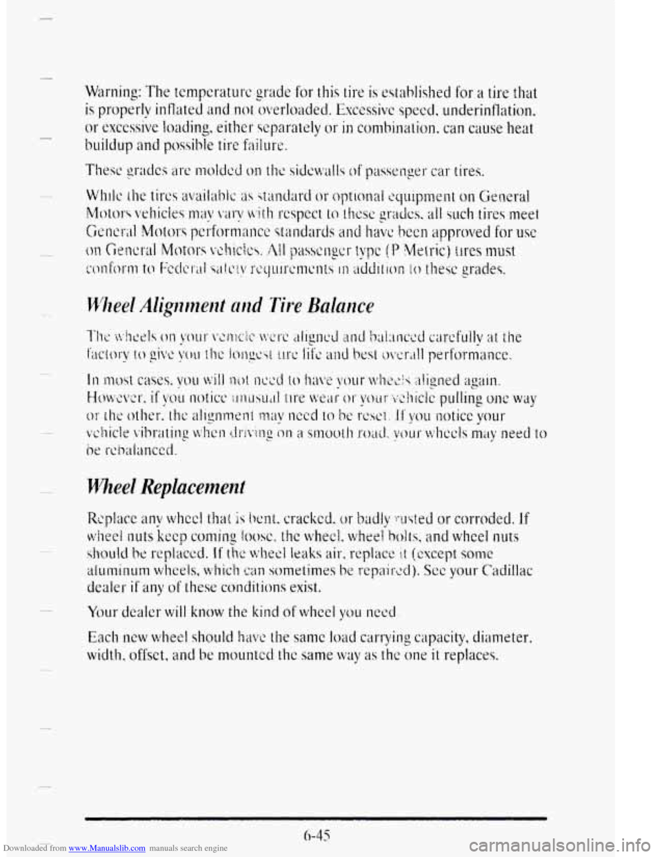 CADILLAC DEVILLE 1995 7.G Owners Manual Downloaded from www.Manualslib.com manuals search engine Wheel Replacement   