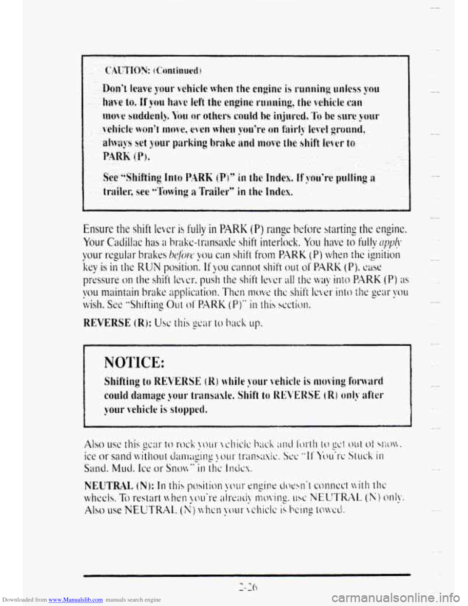 CADILLAC DEVILLE 1995 7.G Owners Manual Downloaded from www.Manualslib.com manuals search engine   