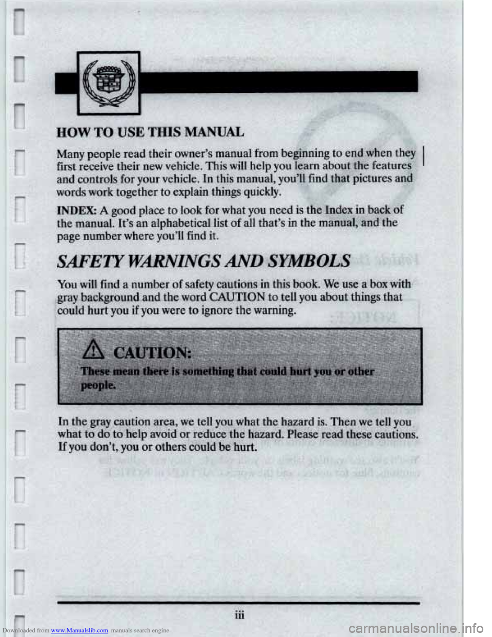 CADILLAC ELDORADO 1995 10.G Owners Manual Downloaded from www.Manualslib.com manuals search engine   