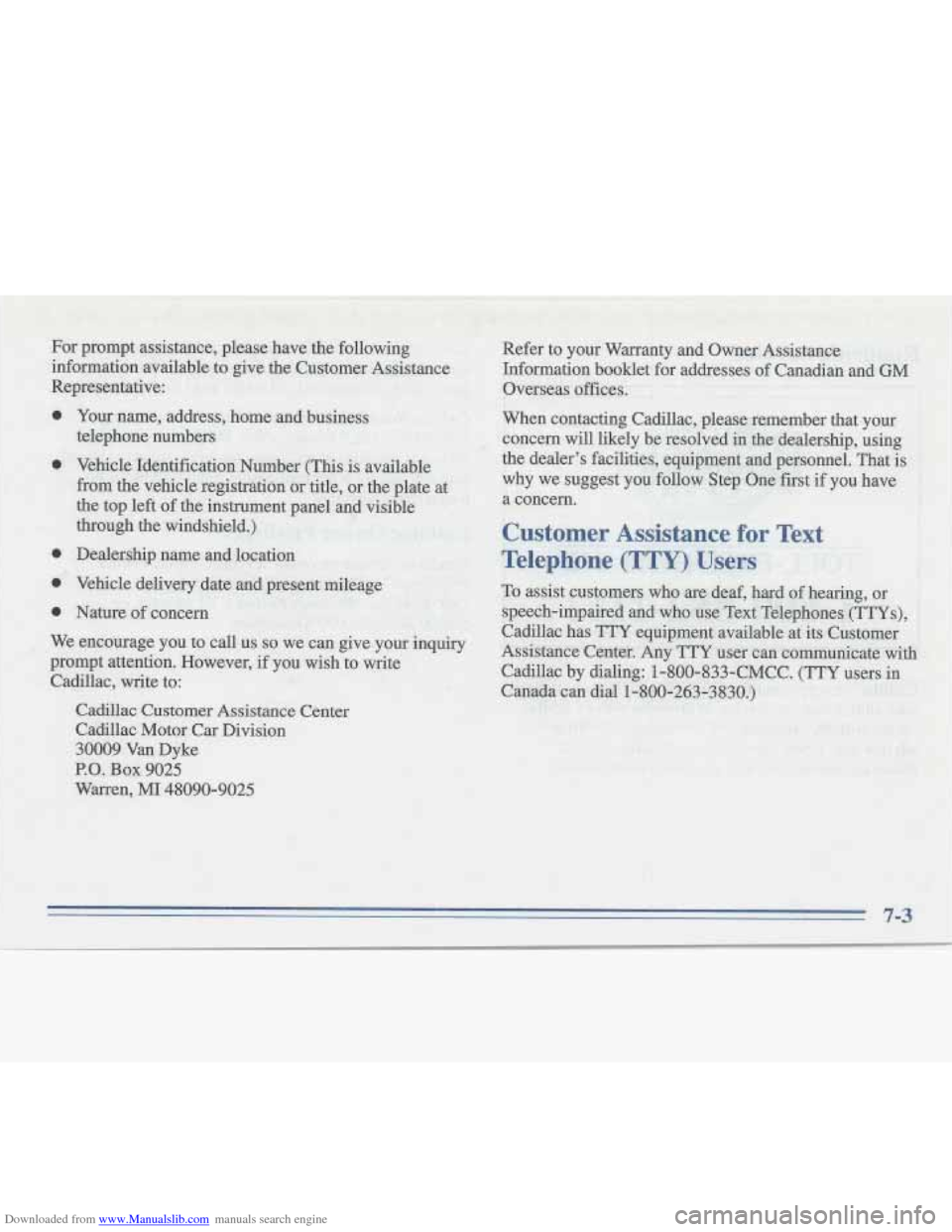 CADILLAC FLEETWOOD 1995 2.G Owners Manual Downloaded from www.Manualslib.com manuals search engine   