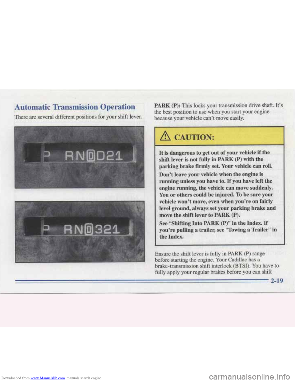 CADILLAC FLEETWOOD 1995 2.G Owners Manual Downloaded from www.Manualslib.com manuals search engine   