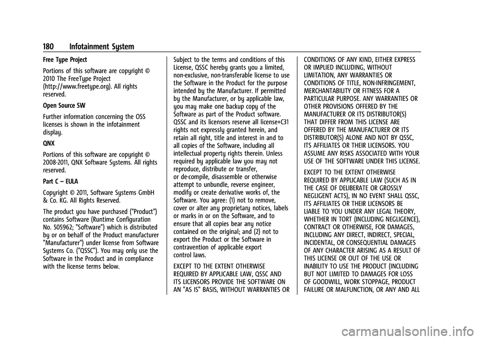 CHEVROLET BLAZER 2021  Owners Manual Chevrolet Blazer Owner Manual (GMNA-Localizing-U.S./Canada/Mexico-
14608203) - 2021 - CRC - 10/29/20
180 Infotainment System
Free Type Project
Portions of this software are copyright ©
2010 The FreeT