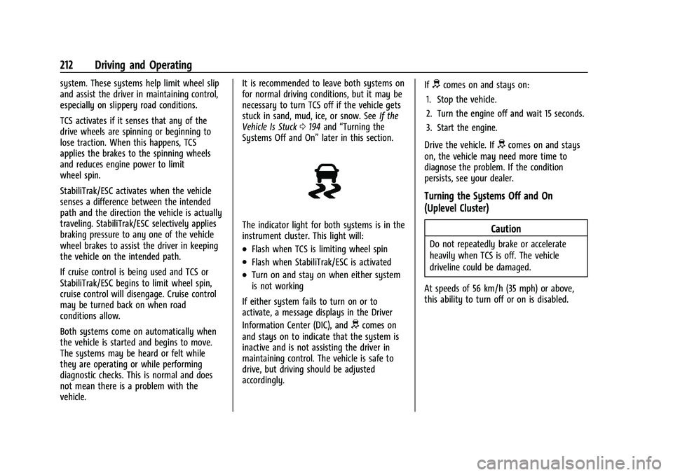CHEVROLET EQUINOX 2021  Owners Manual Chevrolet Equinox Owner Manual (GMNA-Localizing-U.S./Canada/Mexico-
14420010) - 2021 - CRC - 11/12/20
212 Driving and Operating
system. These systems help limit wheel slip
and assist the driver in mai