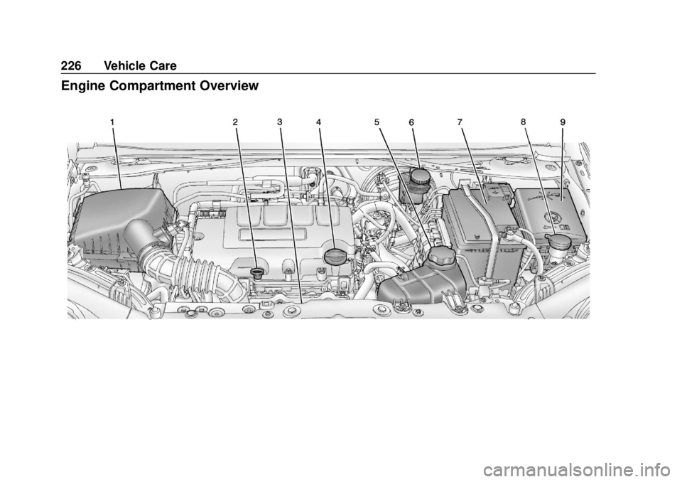 CHEVROLET SONIC 2019  Owners Manual Chevrolet Sonic Owner Manual (GMNA-Localizing-U.S./Canada-12461769) -
2019 - crc - 5/21/18
226 Vehicle Care
Engine Compartment Overview 