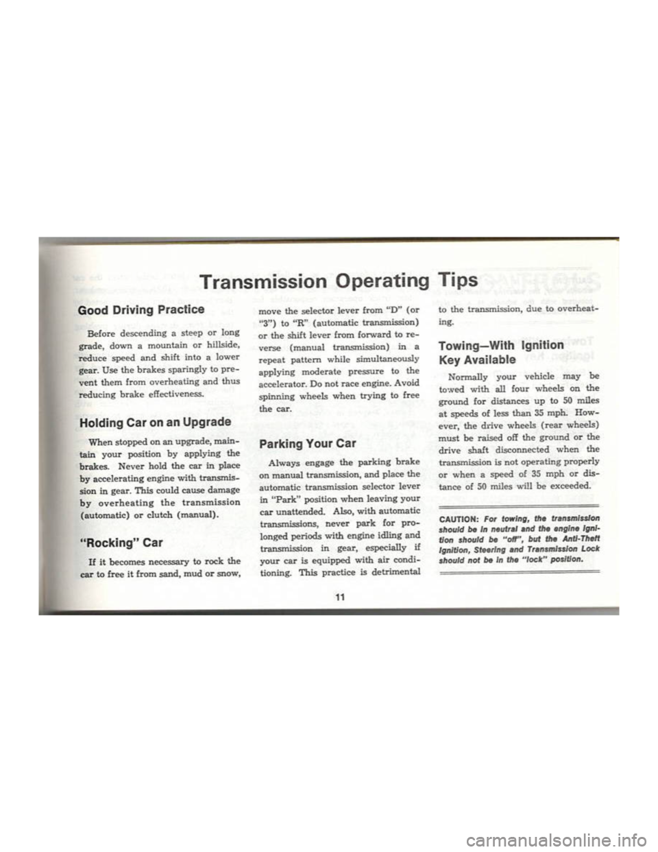 CHEVROLET CAMARO 1969  Owners Manual 