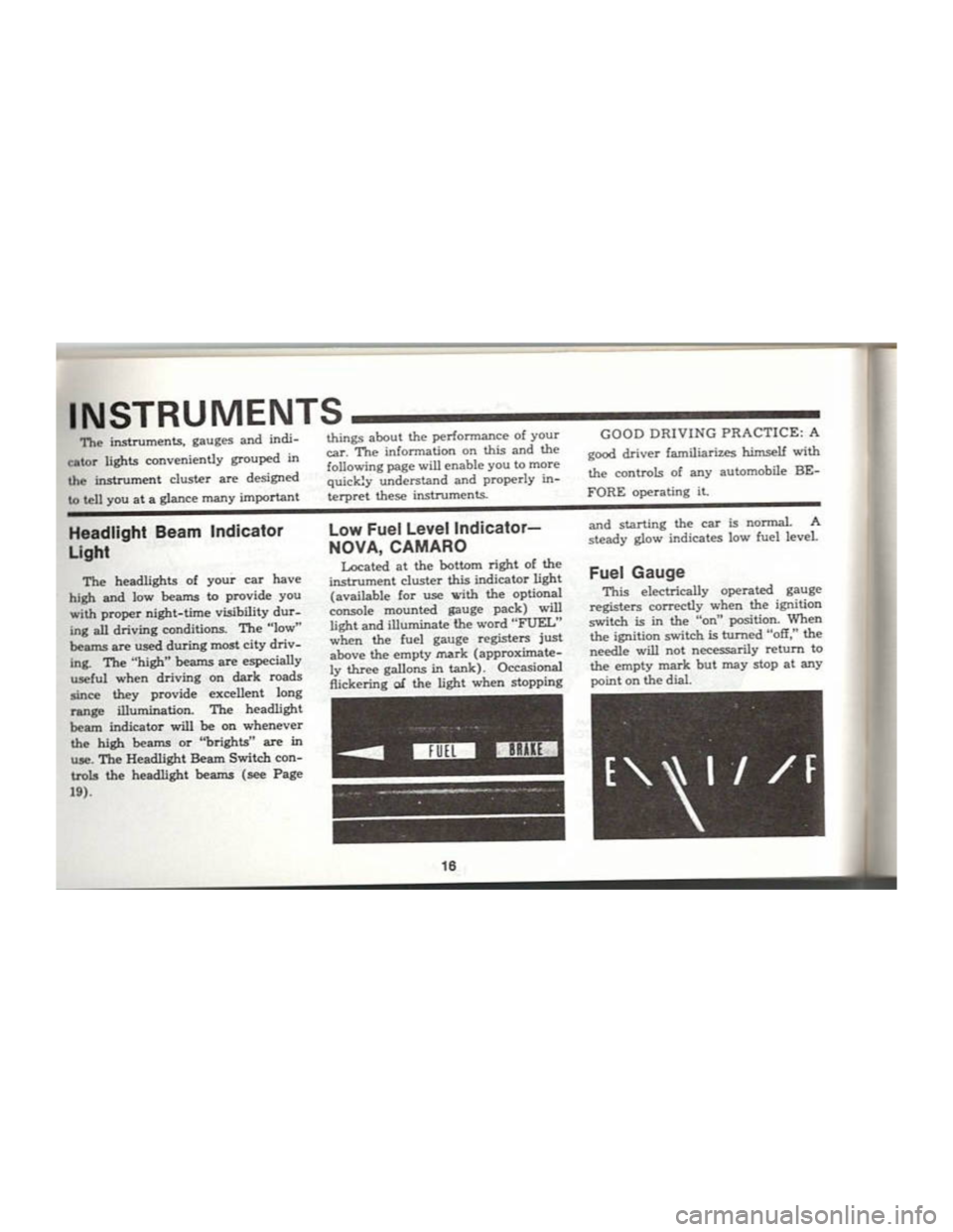 CHEVROLET CAMARO 1969  Owners Manual 