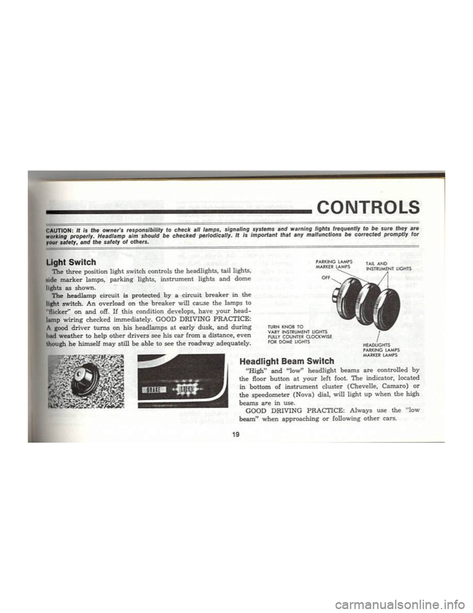 CHEVROLET CAMARO 1969  Owners Manual 
