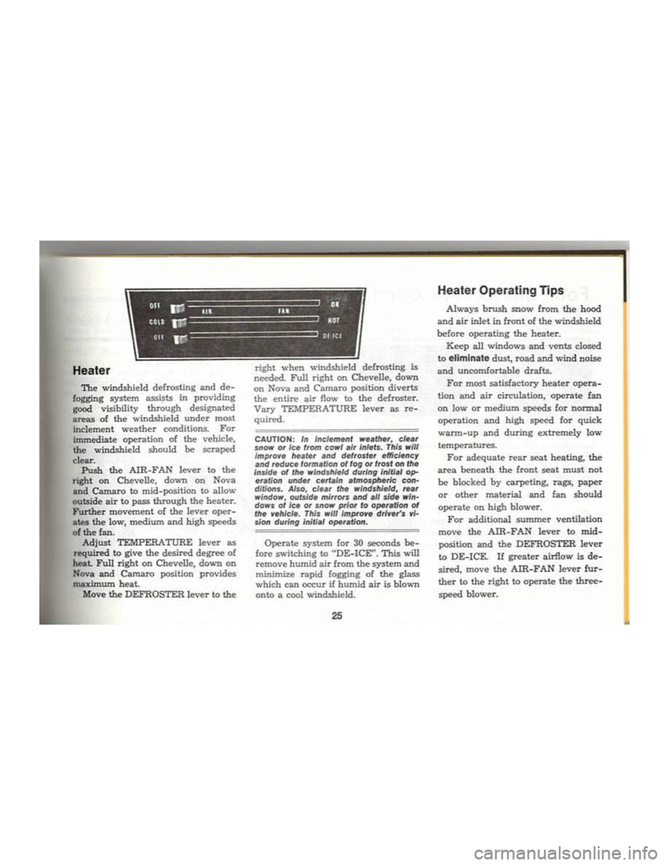 CHEVROLET CAMARO 1969  Owners Manual 