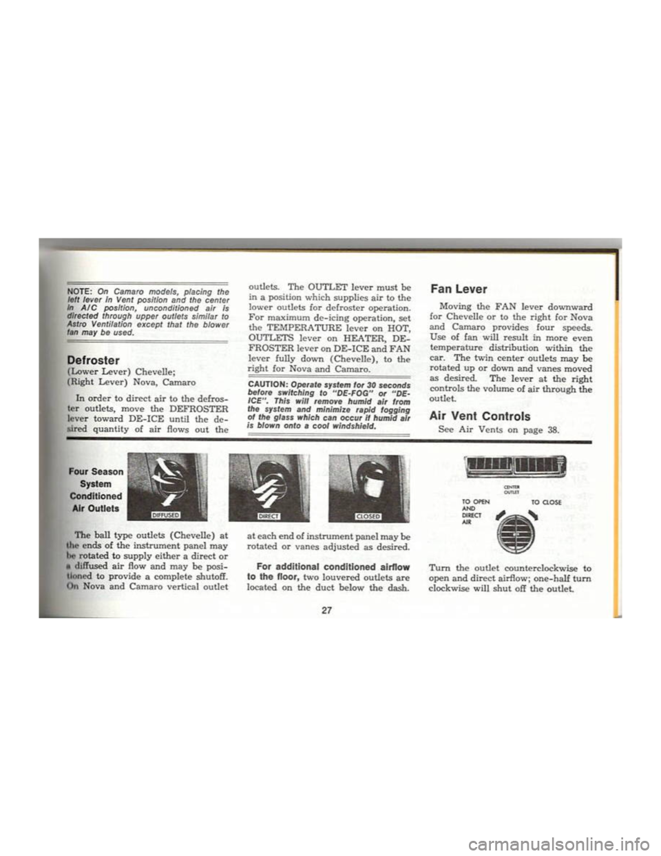 CHEVROLET CAMARO 1969  Owners Manual 