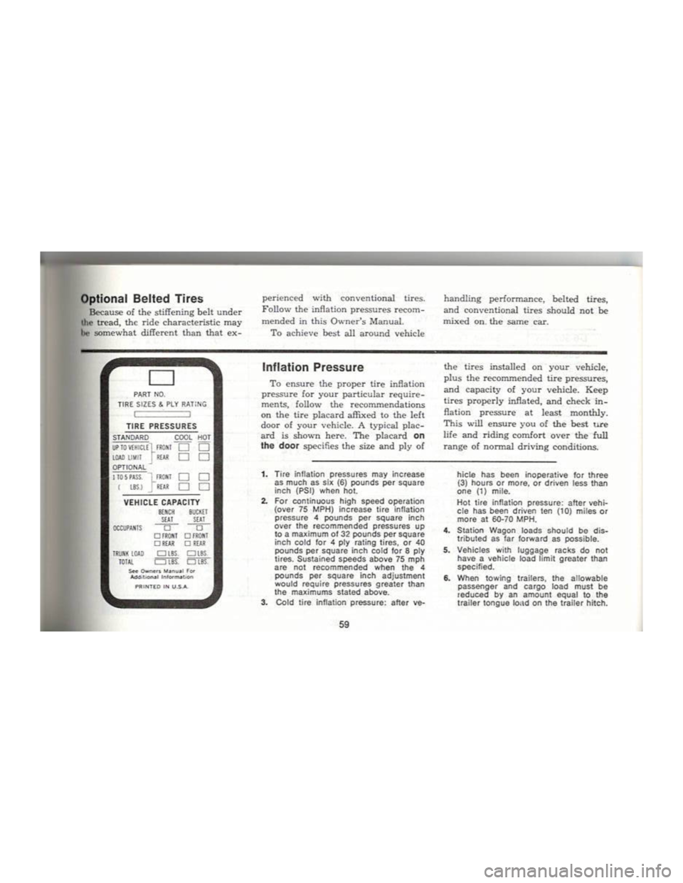 CHEVROLET CAMARO 1969  Owners Manual 