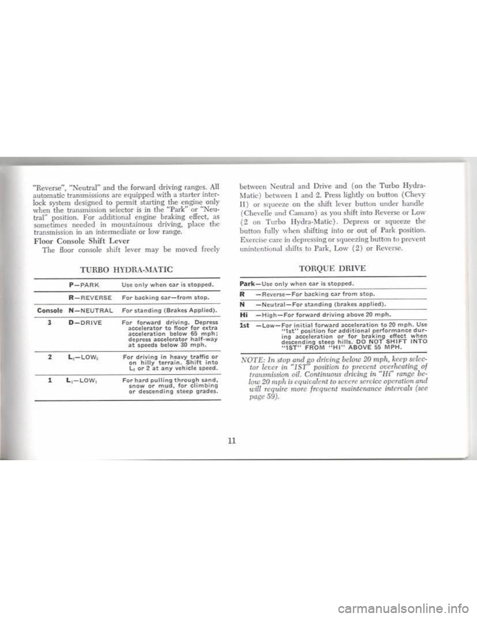 CHEVROLET CAMARO 1968  Owners Manual 