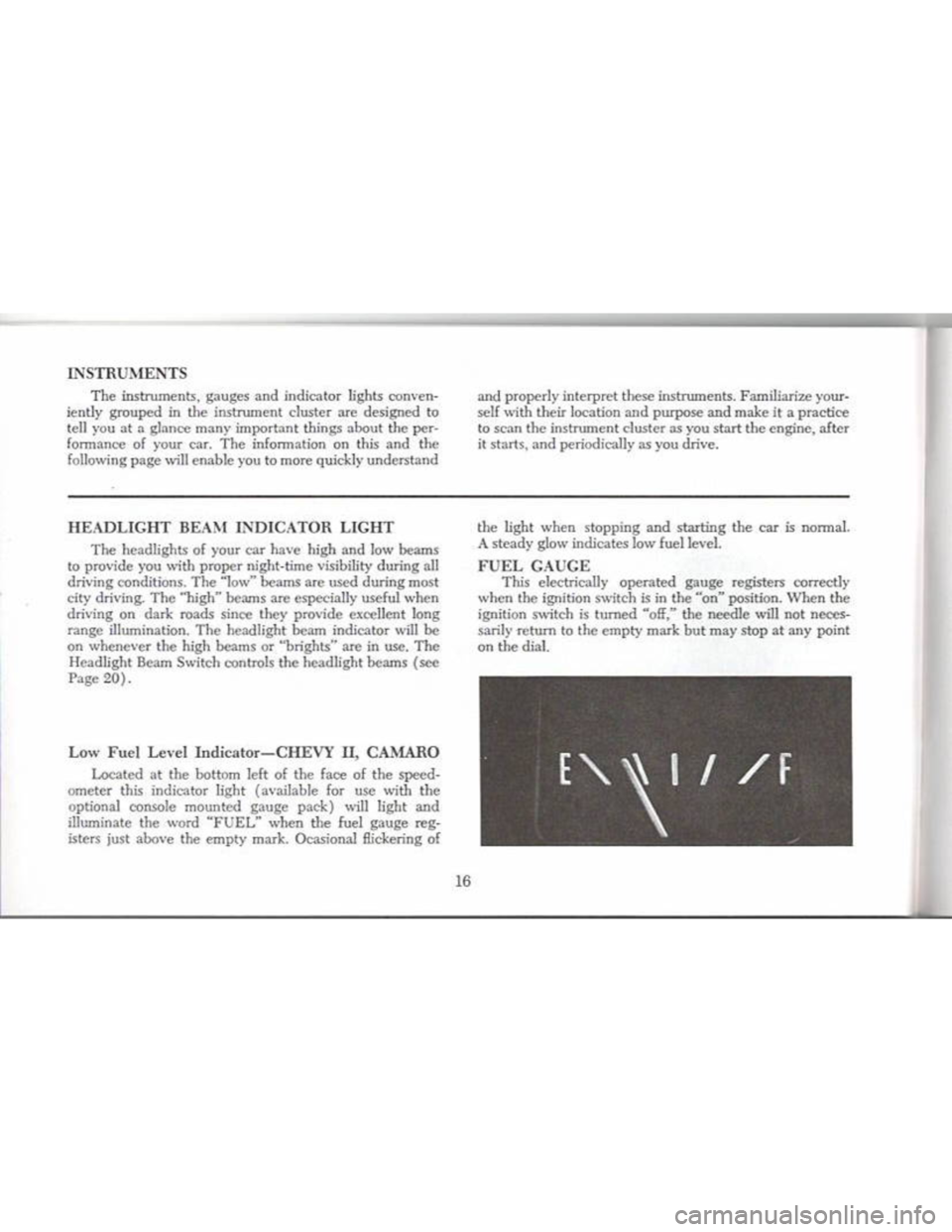 CHEVROLET CAMARO 1968  Owners Manual 