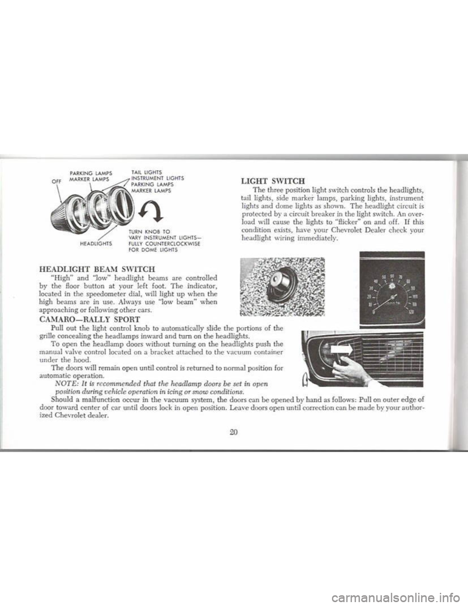 CHEVROLET CAMARO 1968  Owners Manual 