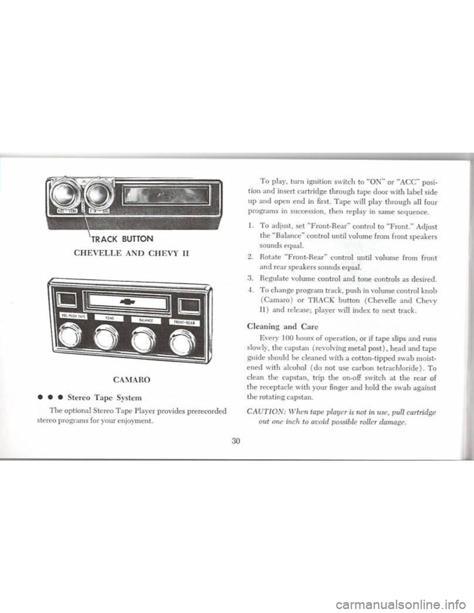 CHEVROLET CAMARO 1968  Owners Manual 