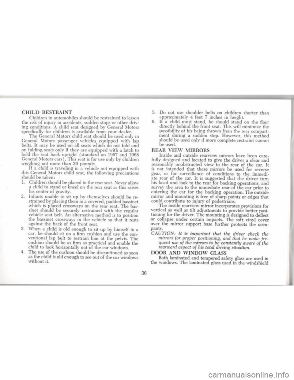CHEVROLET CAMARO 1968  Owners Manual 
