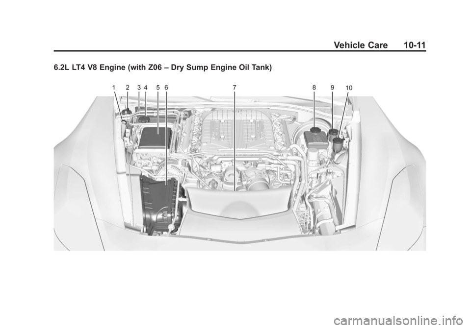 CHEVROLET CORVETTE GRAND SPORT 2015  Owners Manual Black plate (11,1)Chevrolet Corvette Owner Manual (GMNA-Localizing-U.S./Canada/Mexico-
7576293) - 2015 - crc - 6/17/14
Vehicle Care 10-11
6.2L LT4 V8 Engine (with Z06–Dry Sump Engine Oil Tank) 