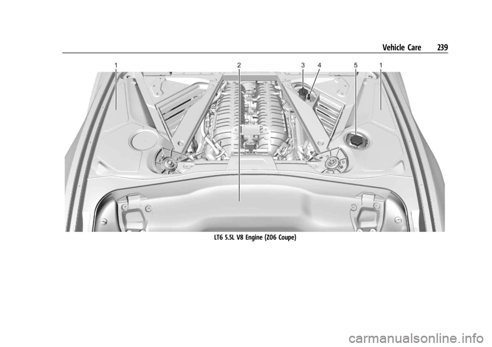 CHEVROLET CORVETTE 2023  Owners Manual Chevrolet Corvette Owner Manual (GMNA-Localizing-U.S./Canada/Mexico-
16287457) - 2023 - CRC - 3/10/22
Vehicle Care 239
LT6 5.5L V8 Engine (Z06 Coupe) 