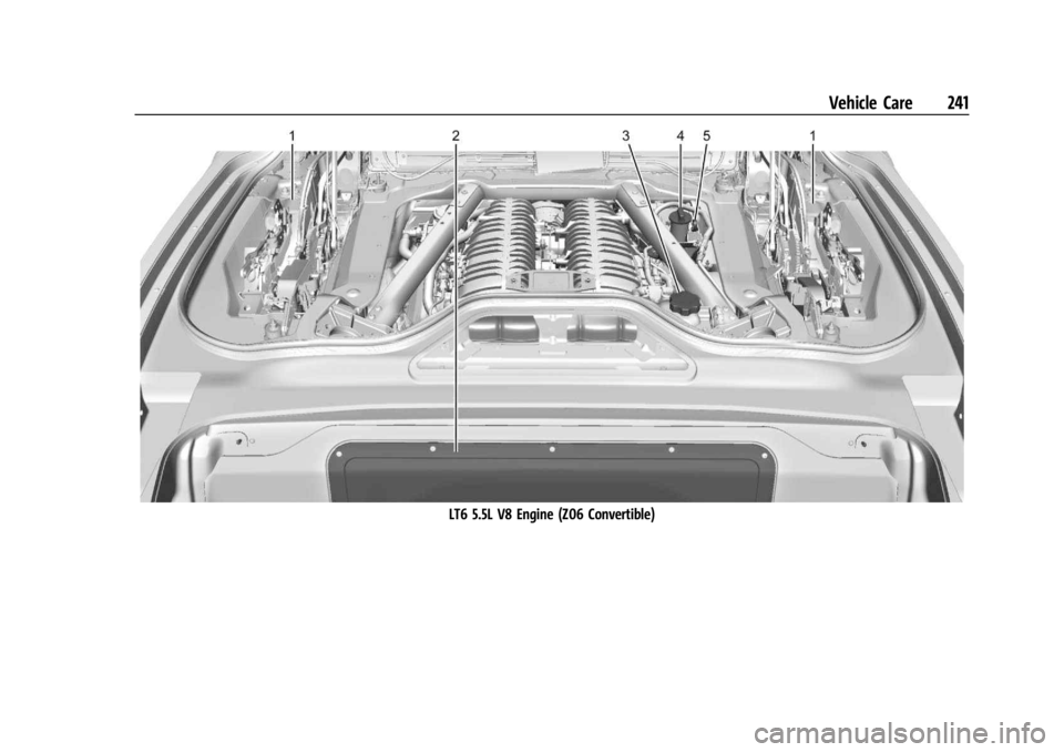 CHEVROLET CORVETTE 2023  Owners Manual Chevrolet Corvette Owner Manual (GMNA-Localizing-U.S./Canada/Mexico-
16287457) - 2023 - CRC - 3/10/22
Vehicle Care 241
LT6 5.5L V8 Engine (Z06 Convertible) 