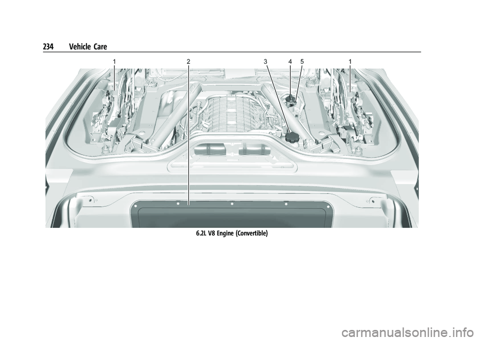CHEVROLET CORVETTE 2022  Owners Manual Chevrolet Corvette Owner Manual (GMNA-Localizing-U.S./Canada/Mexico-
15342622) - 2022 - CRC - 5/4/21
234 Vehicle Care
6.2L V8 Engine (Convertible) 