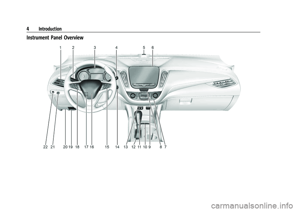 CHEVROLET MALIBU 2023  Owners Manual Chevrolet Malibu Owner Manual (GMNA-Localizing-U.S./Canada-
16273584) - 2023 - CRC - 9/28/22
4 Introduction
Instrument Panel Overview 