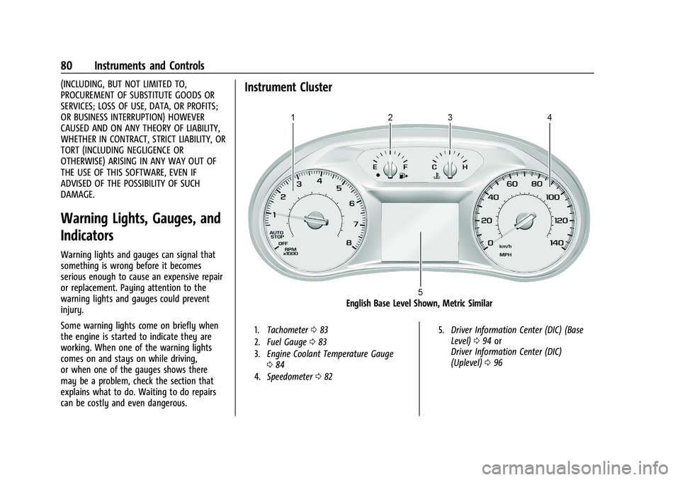 CHEVROLET MALIBU 2022 Owners Manual Chevrolet Malibu Owner Manual (GMNA-Localizing-U.S./Canada-
14584249) - 2021 - CRC - 11/9/20
80 Instruments and Controls
(INCLUDING, BUT NOT LIMITED TO,
PROCUREMENT OF SUBSTITUTE GOODS OR
SERVICES; LO CHEVROLET MALIBU 2022 Owners Manual Chevrolet Malibu Owner Manual (GMNA-Localizing-U.S./Canada-
14584249) - 2021 - CRC - 11/9/20
80 Instruments and Controls
(INCLUDING, BUT NOT LIMITED TO,
PROCUREMENT OF SUBSTITUTE GOODS OR
SERVICES; LO